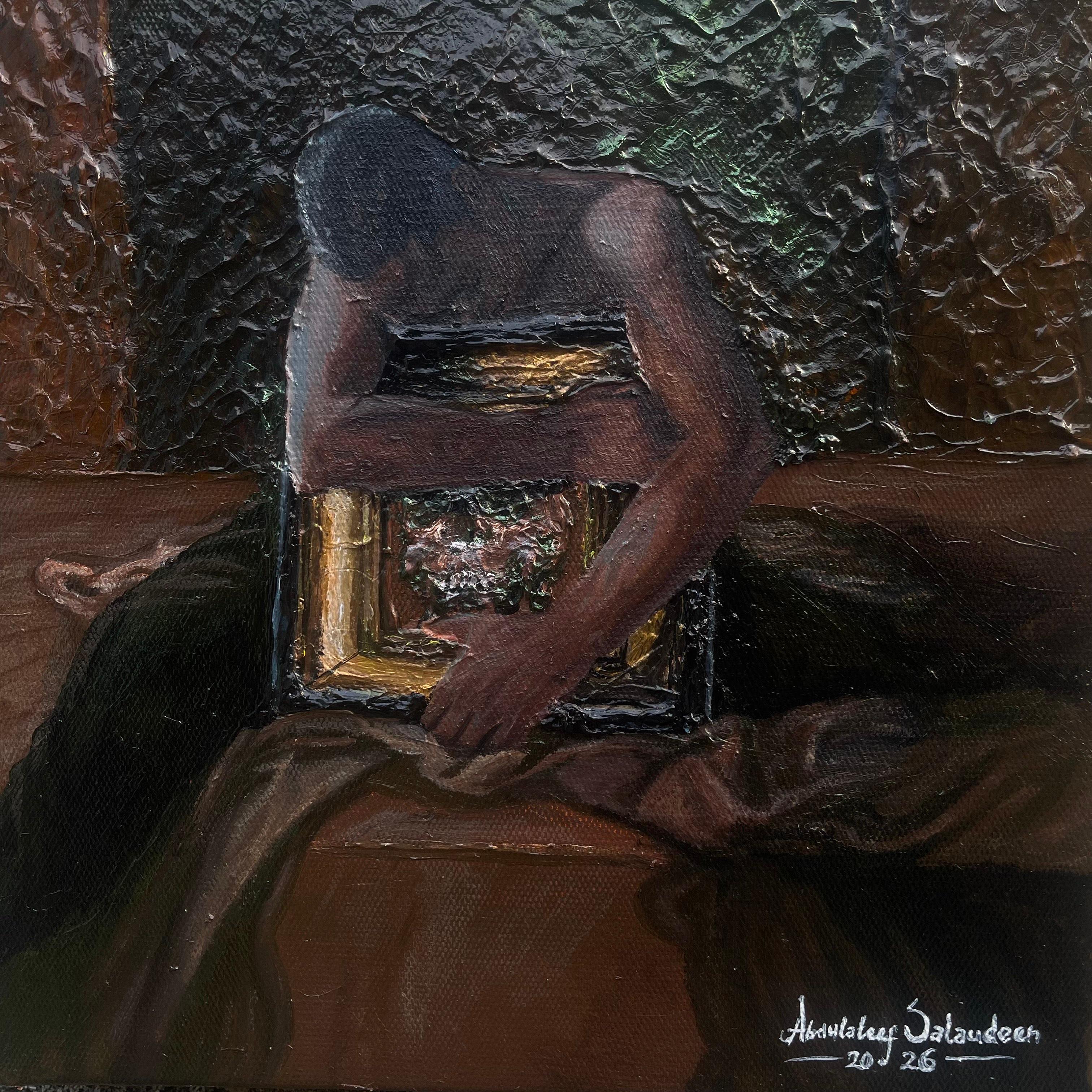 Abdulateef Salaudeen Figurative Painting – Another Day Still Disable -21. Jahrhundert, Zeitgenössisches figuratives Portrait Modern