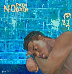 Come vola il tempo - Contemporaneo del XXI secolo, Espressionista figurativo, Uomo, Blu