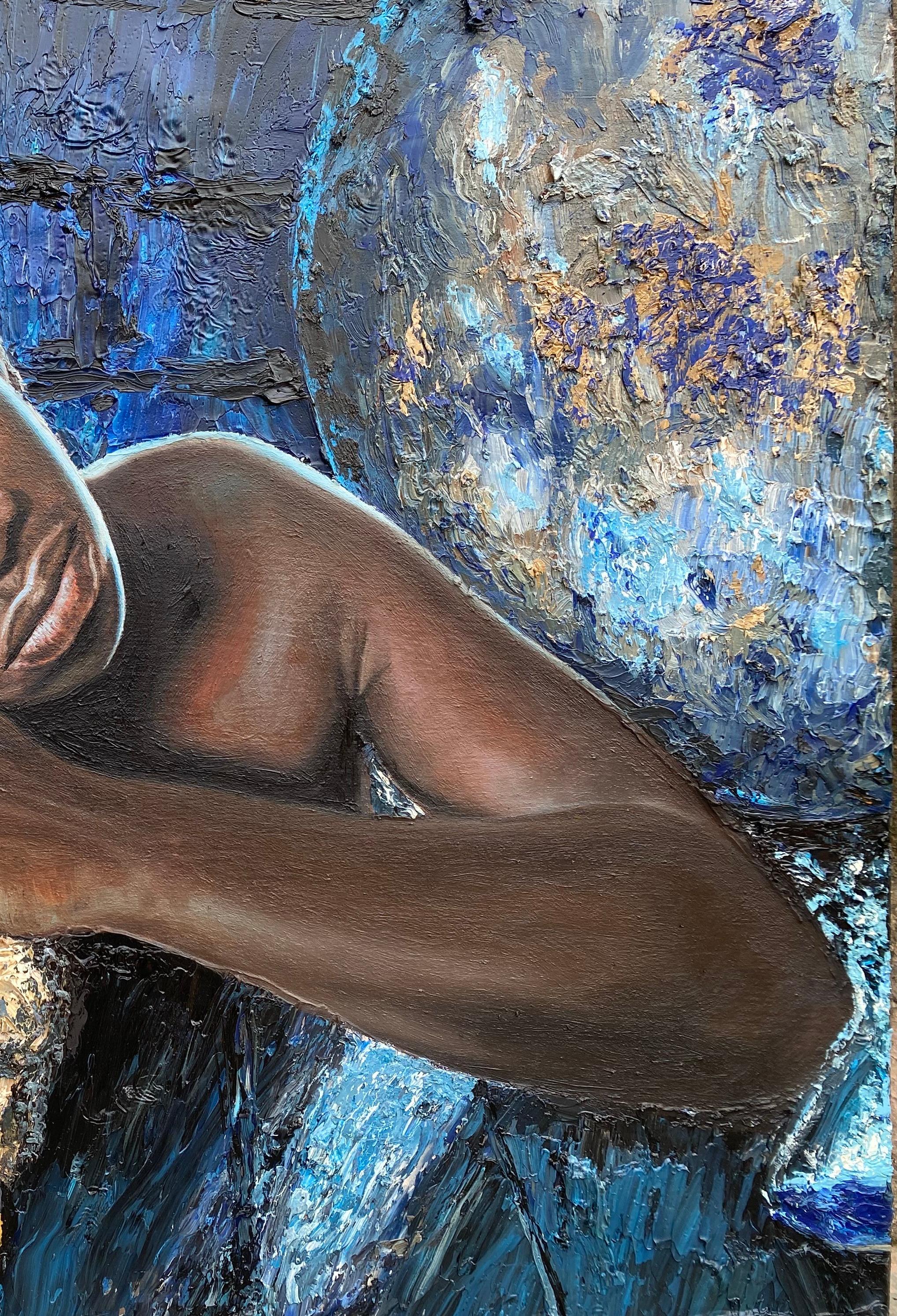I Will Be Fine (Some Days I'm Good, Some Days I'm Not) -21st Century, Figurative - Contemporary Painting by Abdulateef Salaudeen