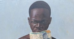 Lost of Value - 21st Century, Figurative Portrait, African Currency, Modern
