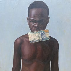 Lost of Value - 21st Century, Figurative Portrait, African Currency, Modern