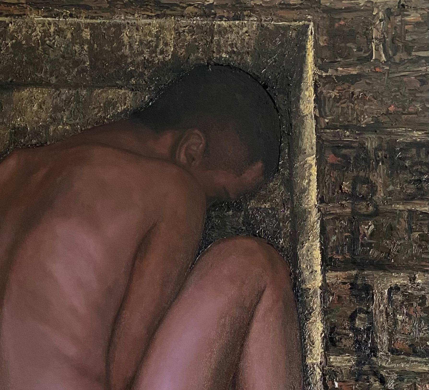 Strand In Story (Donde encajo) - Siglo XXI Contemporáneo, Figurativo, Hombres - Nude Painting Negro de Abdulateef Salaudeen