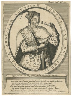 Abdullah Qutb Shah, King of Golconda Portrait Engraving, India, c.1700