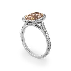 Abe Mor 2.38 Carat TW GIA Fancy Brown Yellow Elongated Oval Diamond Halo Ring