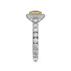 Abe Mor 2.49 Carat TW GIA Fancy Vivid Yellow Radiant Diamond Halo Ring Plat/18KY