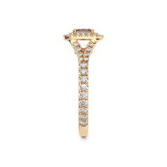 .99 Carat TW GIA Fancy Orange Pink Emerald Cut Diamond Halo Engagement Ring