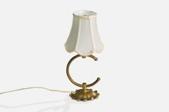 ABEA, Table Lamp, Brass, Fabric, Sweden, 1950s