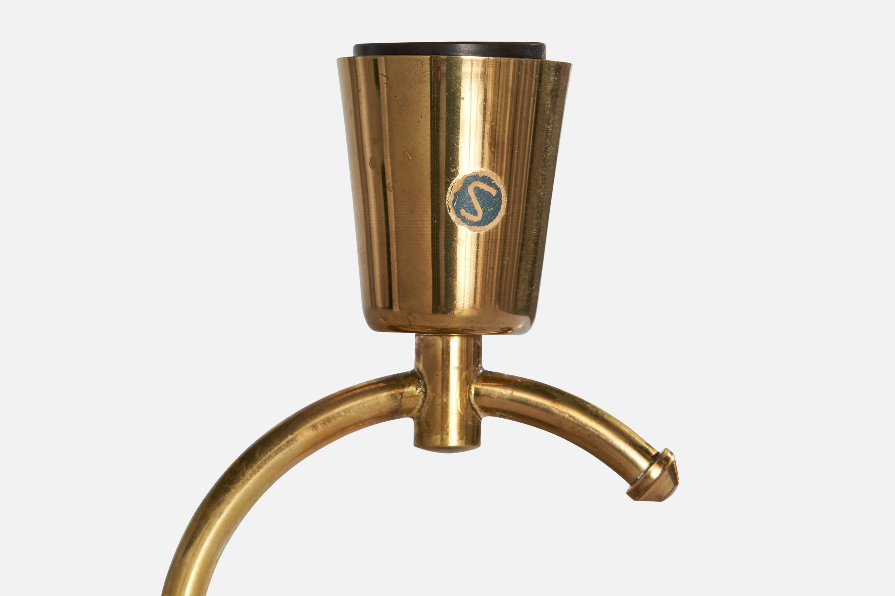 ABEA, lampes de bureau, laiton, tissu, Suède, années 1940 Bon état - En vente à High Point, NC