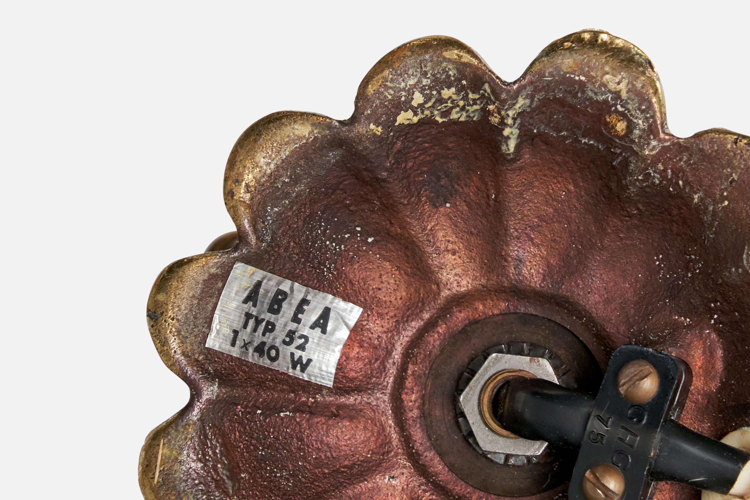 ABEA, lampes de bureau, laiton, tissu, Suède, années 1940 en vente 1