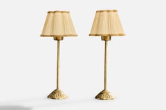 ABEA, Tischlampen, Messing, Stoff, Schweden, 1950er Jahre