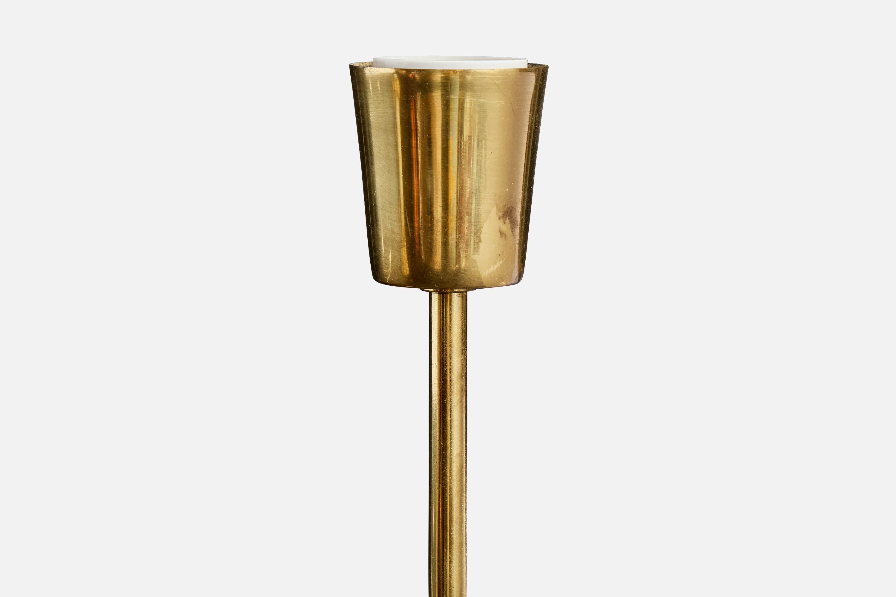 Laiton ABEA, lampes de bureau, laiton, tissu, Suède, années 1950 en vente