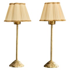 ABEA, lampes de bureau, laiton, tissu, Suède, années 1950