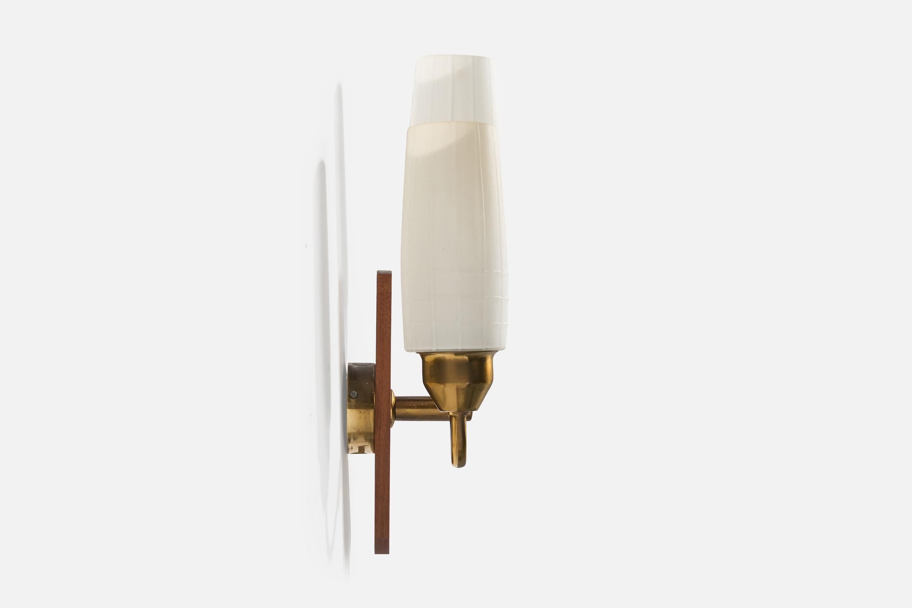 Suédois ABEA, Lights, laiton, teck, verre, Suède, années 1950 en vente