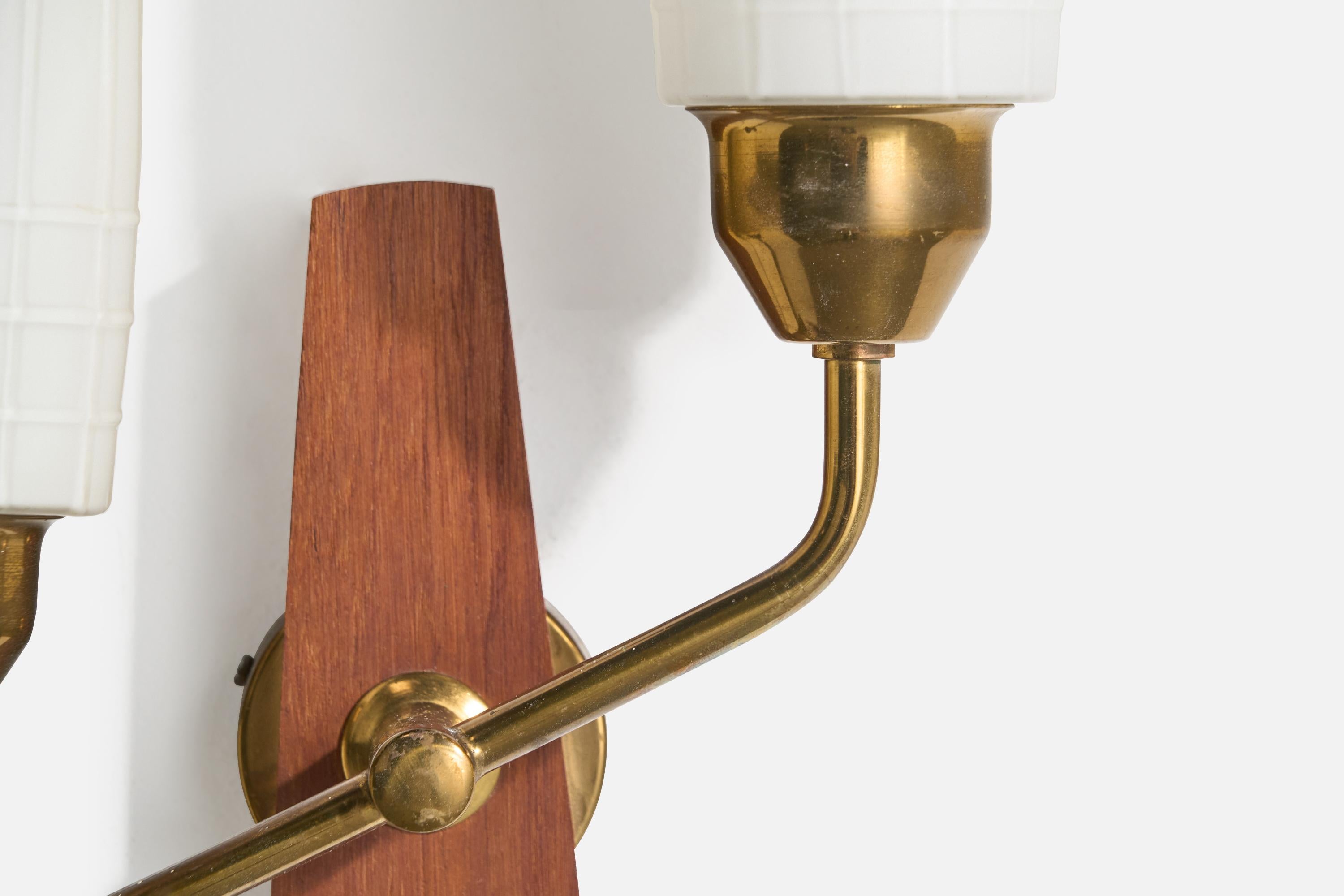 Laiton ABEA, Lights, laiton, teck, verre, Suède, années 1950 en vente