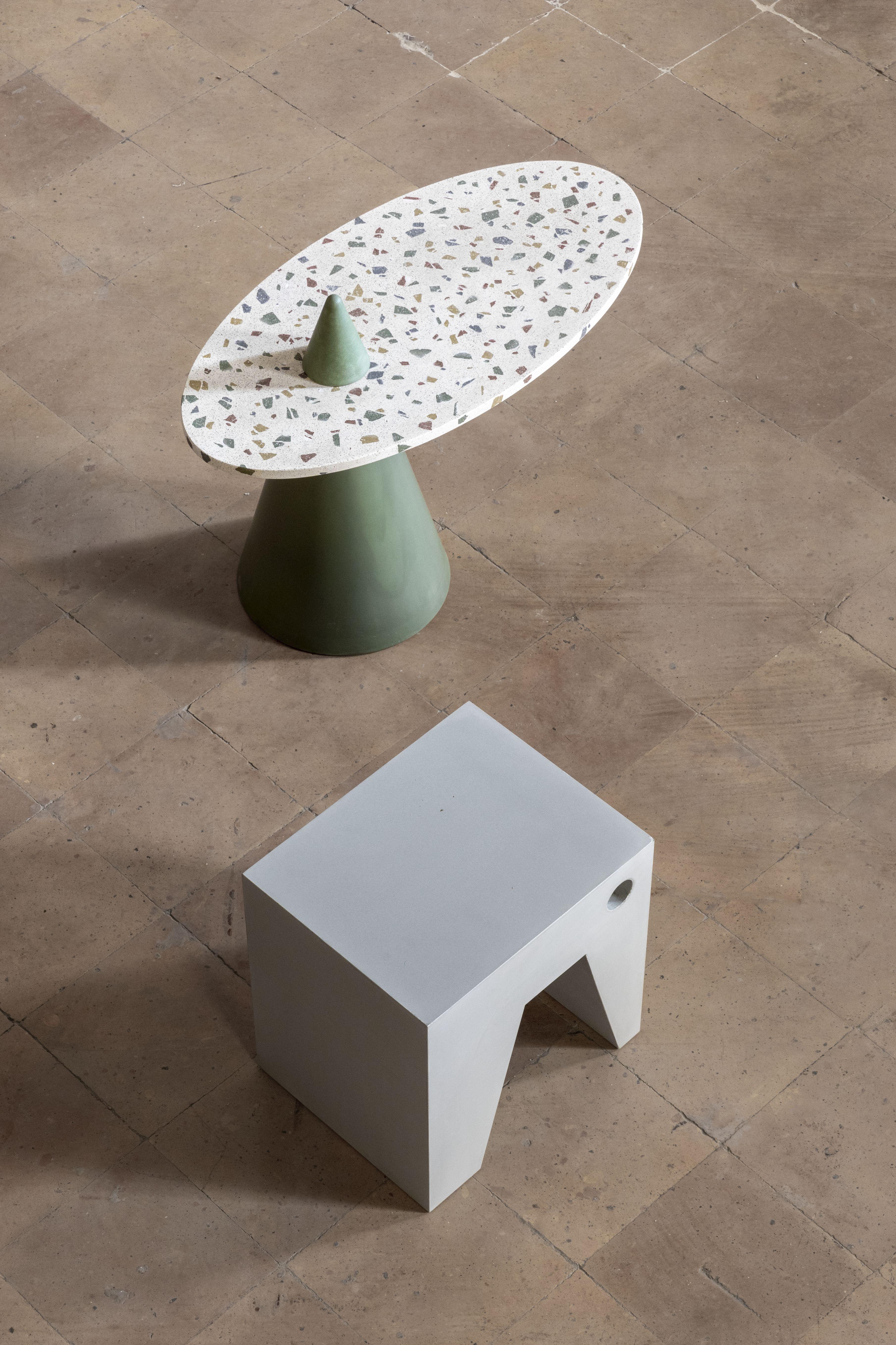 Italian Abecedario Collection Concrete Side Table 