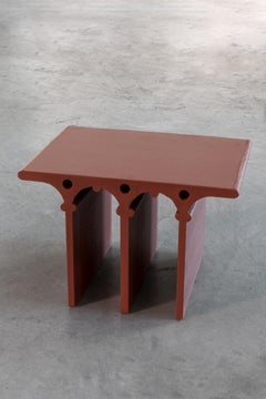 Abecedario Collection, Letter "I" Side Table in Concrete Cherry Cement Color