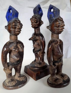 Yoruba Ibeji trillizos maestro escultor.Abegunde de Ede tribal Arte africano Nigeria