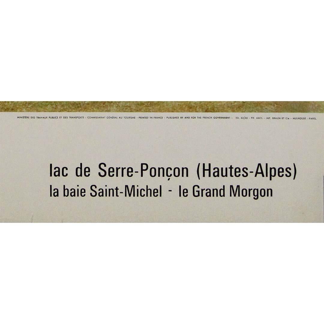 vintage 1962 travel poster - France - Lac de Serre-Ponçon - French Alps For Sale 1