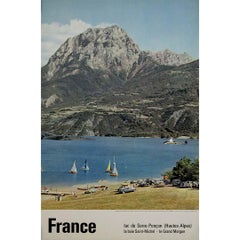 vintage 1962 travel poster - France - Lac de Serre-Ponçon - French Alps