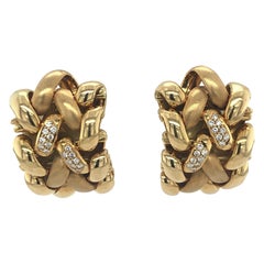 Vintage Abel and Zimmerman Yellow Gold and Diamond Clip-On Earrings