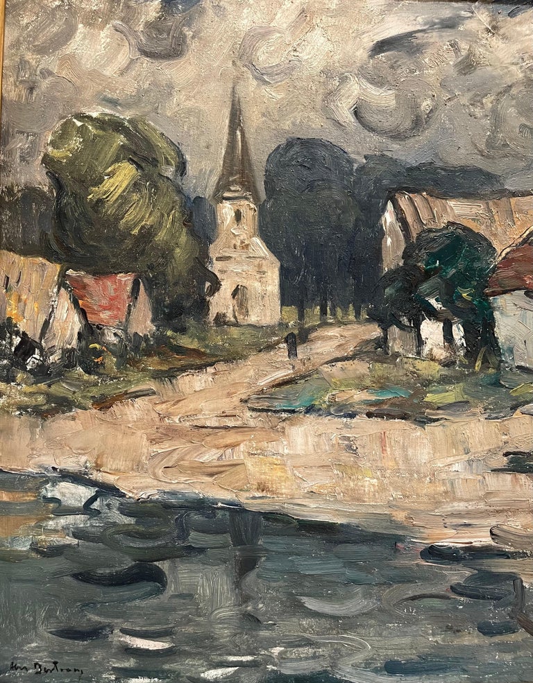 Abel Bertram Village Scene, Oil On Canvas, 19th century For Sale at