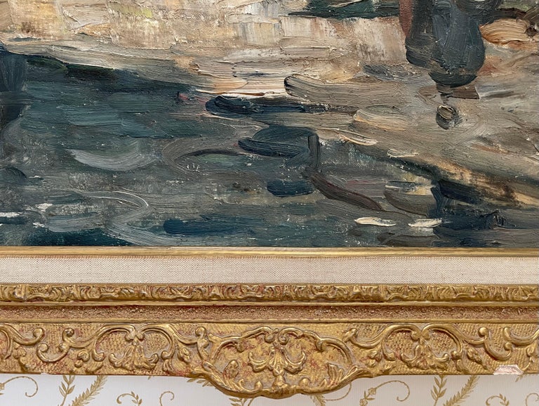 Abel Bertram Village Scene, Oil On Canvas, 19th century For Sale at