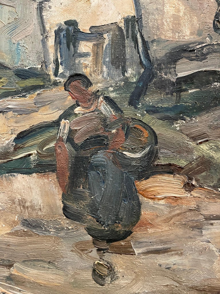 Abel Bertram Village Scene, Oil On Canvas, 19th century For Sale at