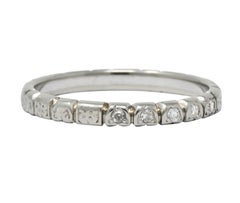Abel Bros. & Co. Art Deco Diamond 18 Karat White Gold Stackable Band Ring