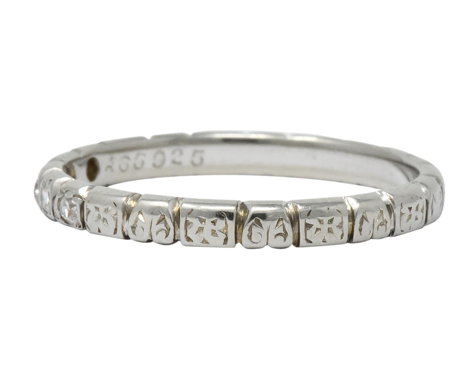 Abel Bros. & Co. Art Deco Diamond 18 Karat White Gold Stackable Band Ring In Excellent Condition In Philadelphia, PA