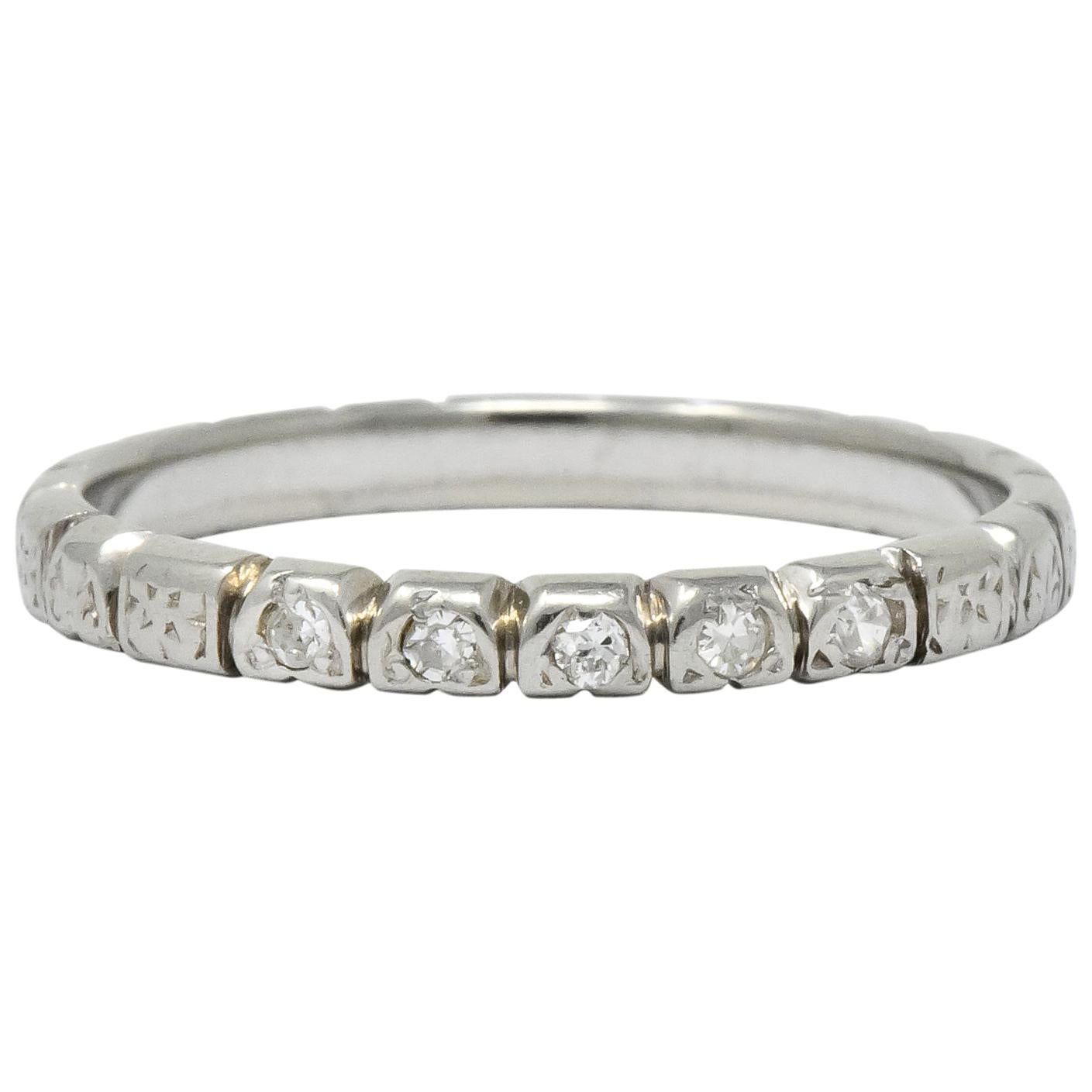 Abel Bros. & Co. Art Deco Diamond 18 Karat White Gold Stackable Band Ring