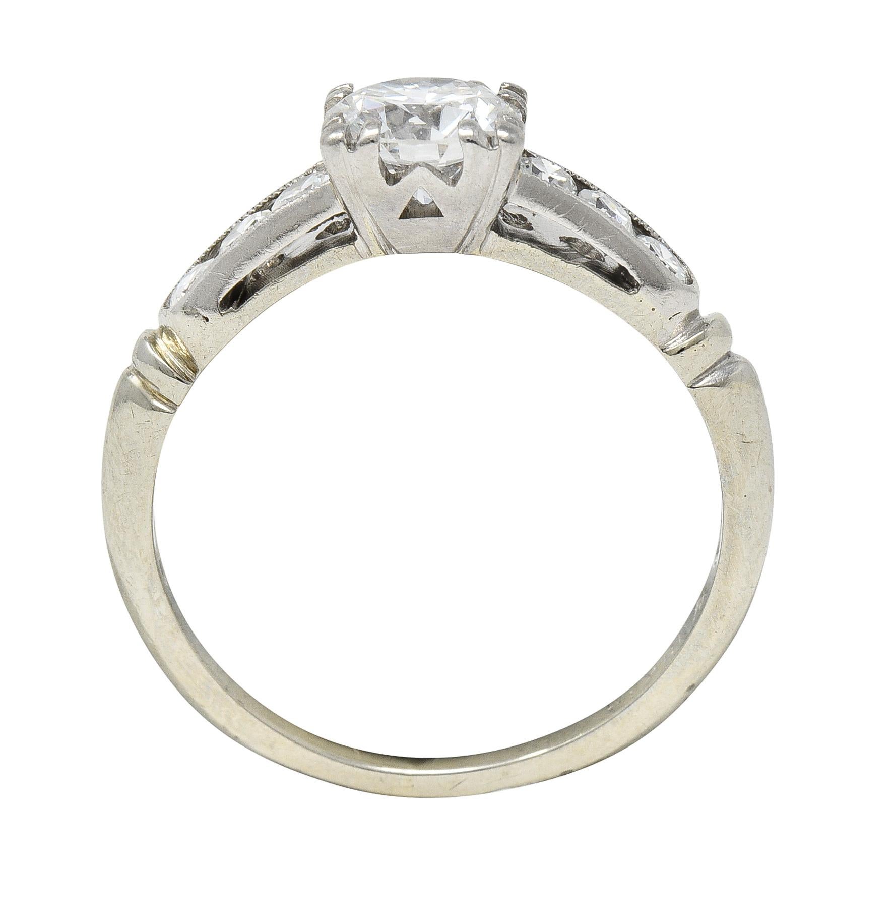 Women's or Men's Abel Bros & Co. Retro 1.03 Carats Diamond 18 Karat Gold Square Engagement Ring For Sale