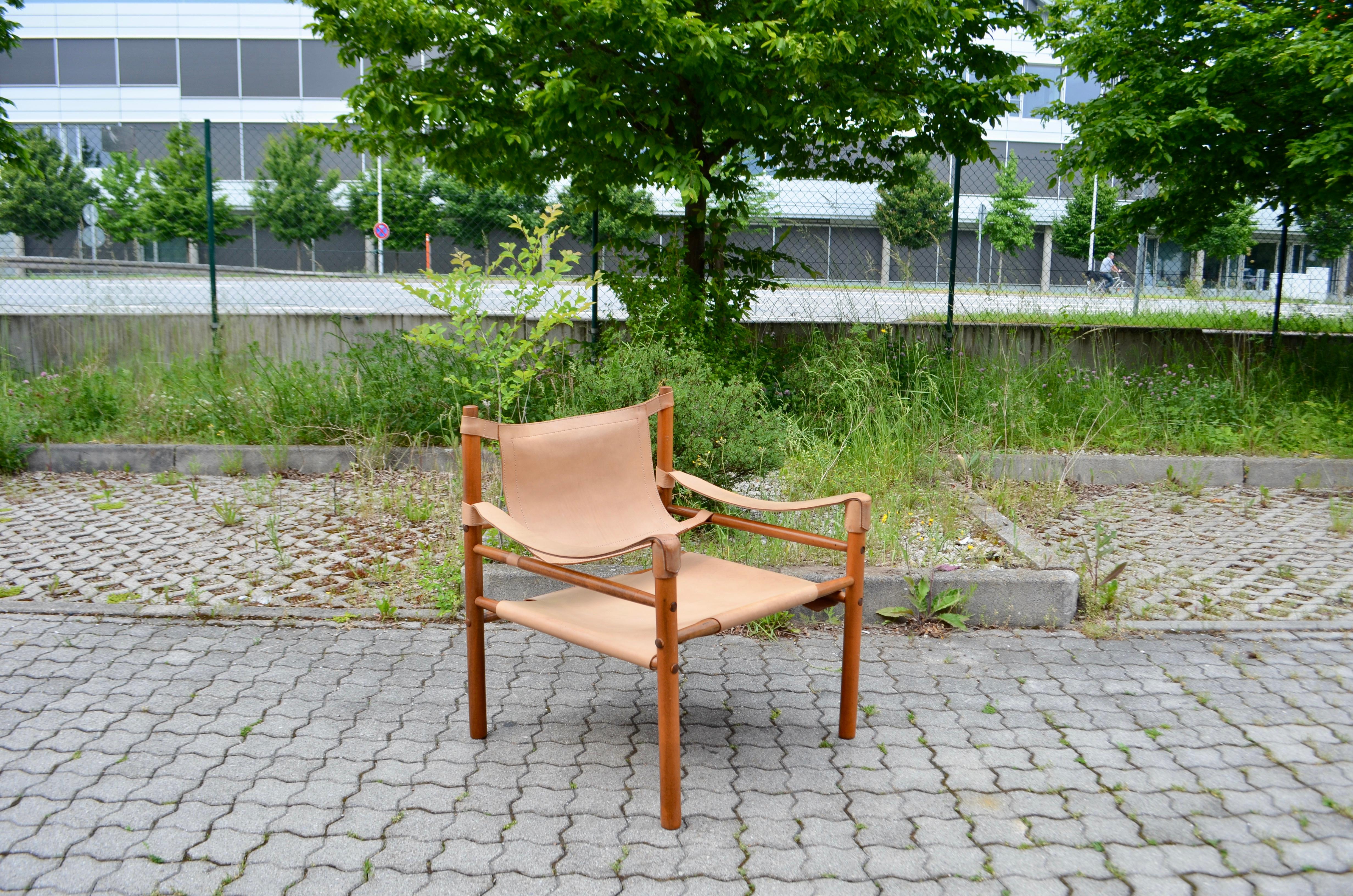 20th Century Abel Gonzalez Saddle Leather Argentina Safari Lounge Chair For Sale