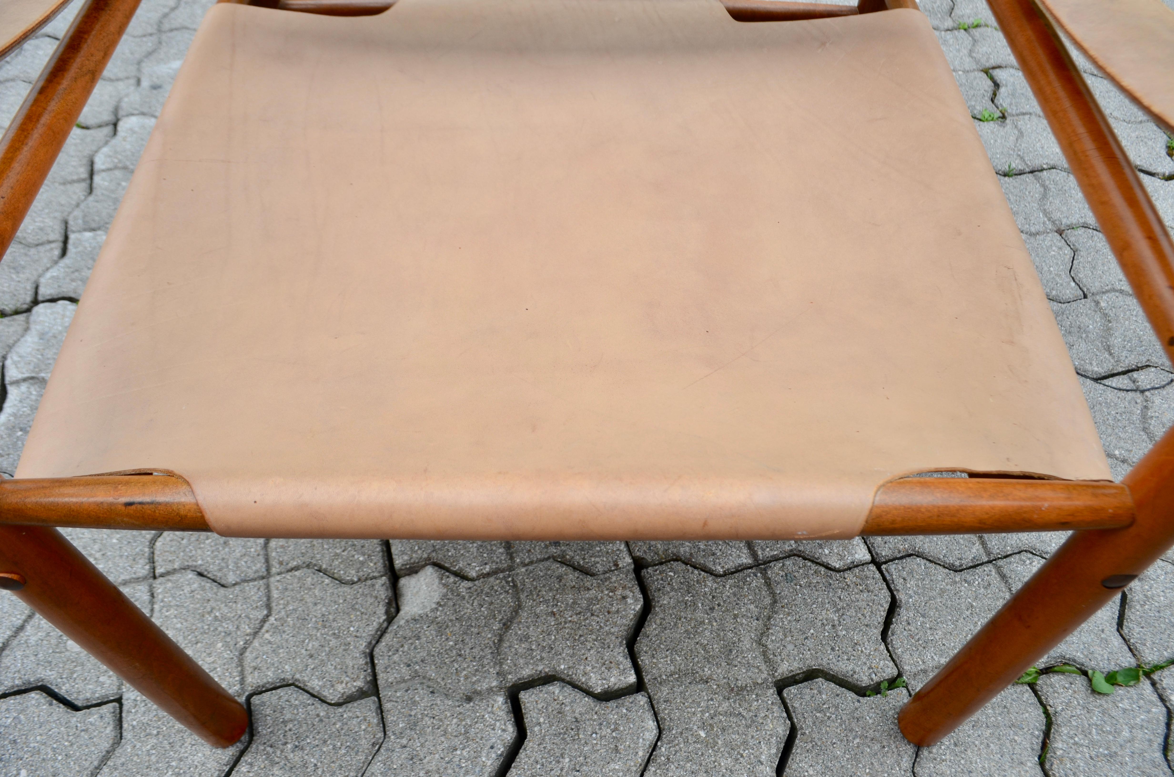 Mahogany Abel Gonzalez Saddle Leather Argentina Safari Lounge Chair For Sale
