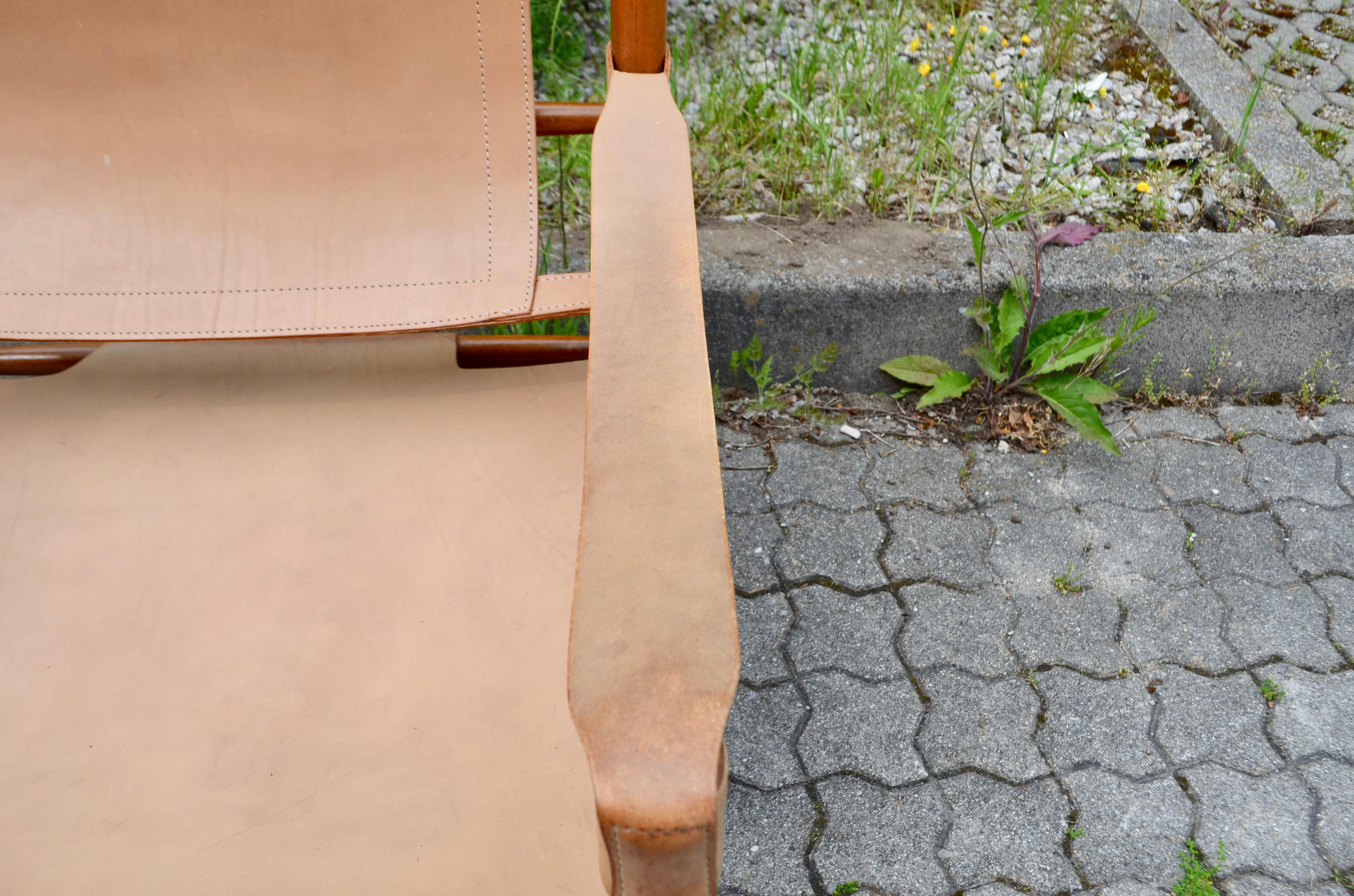 Abel Gonzalez Saddle Leather Argentina Safari Lounge Chair For Sale 1