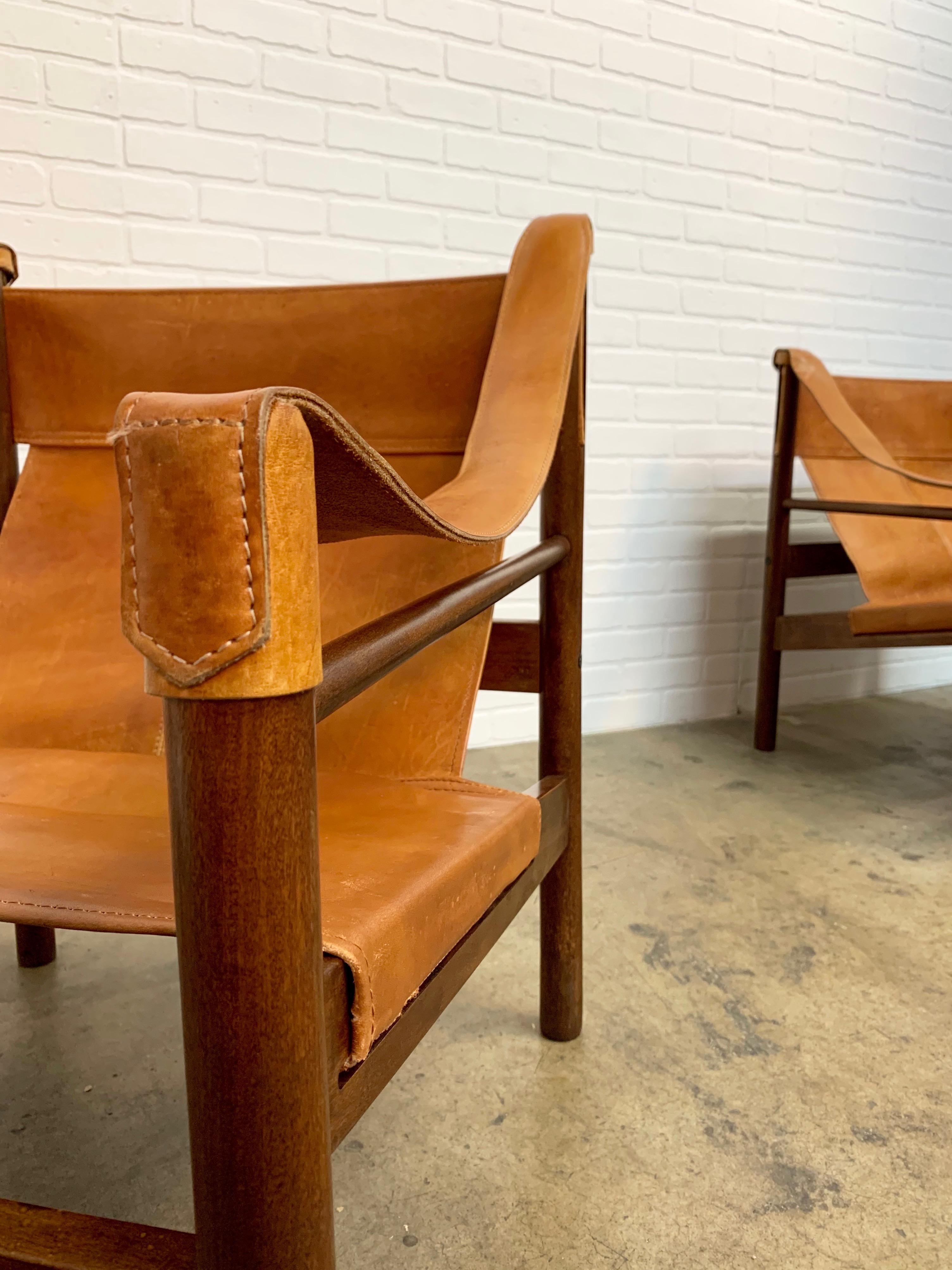 Mid-Century Modern Abel Gonzalez Safari Sling Lounge Chairs