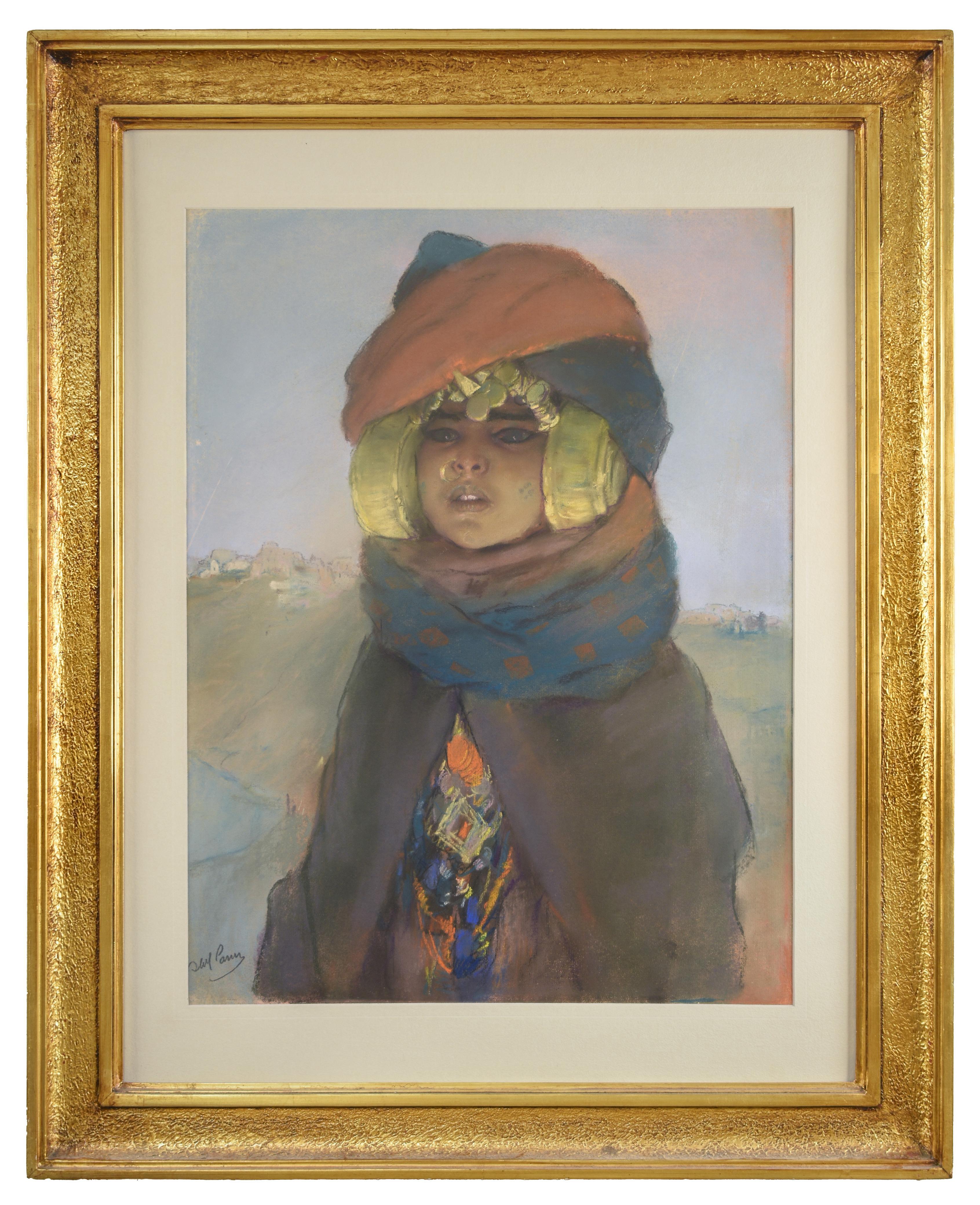 Girl with turban Pastel sur carton. Artistics