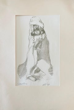 Abel Pann Lithographie de l'école israélienne Bezalel, imprimé biblique judaïque, art juif