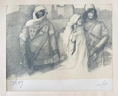 Abel Pann Lithographie de l'école israélienne Bezalel, imprimé biblique judaïque, art juif
