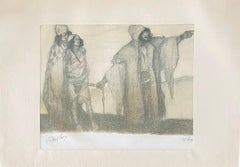 Abel Pann Lithographie de l'école israélienne Bezalel, imprimé biblique judaïque, art juif