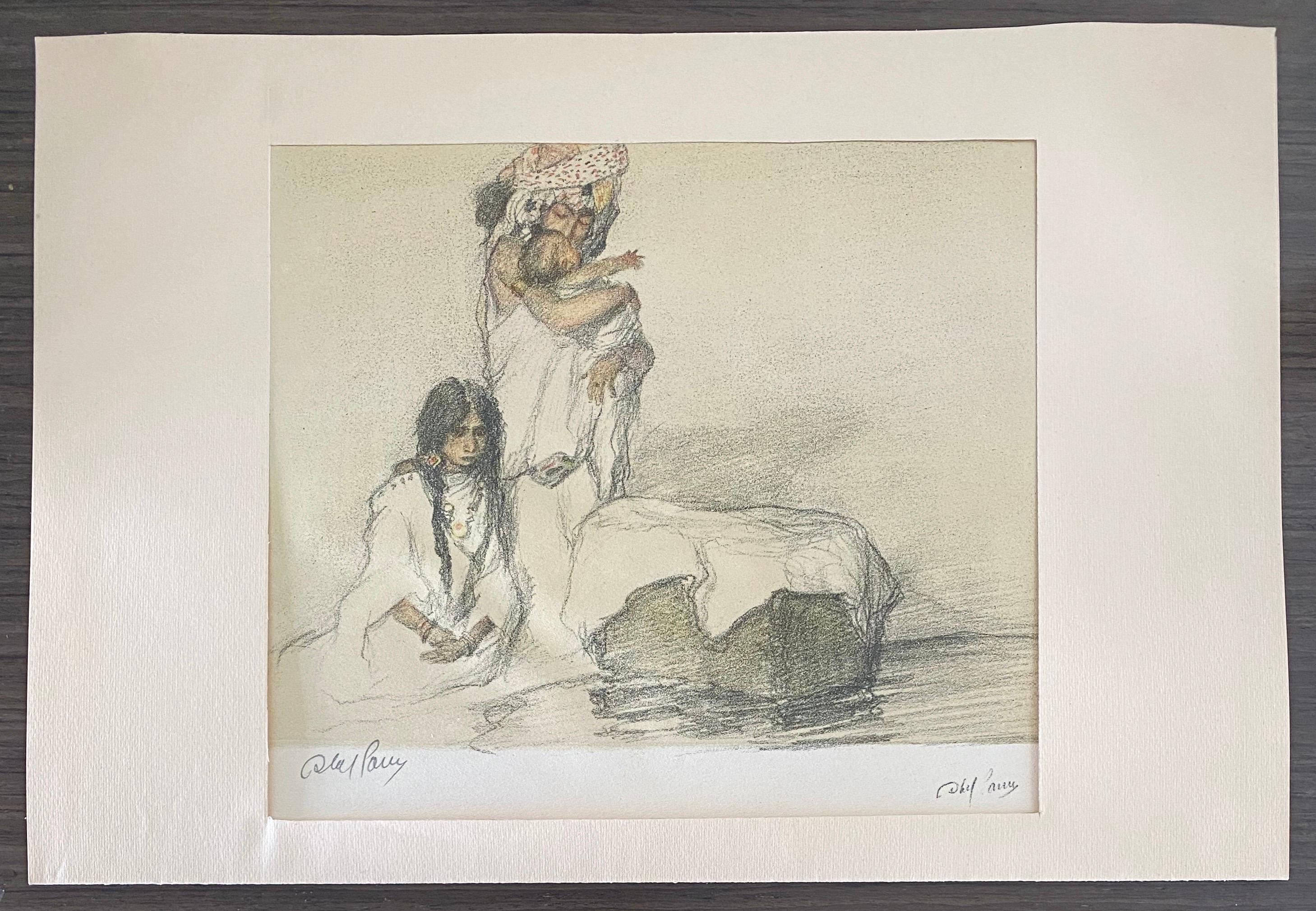 Abel Pann Lithographie de l'école israélienne Bezalel, imprimé biblique judaïque, art juif en vente 1