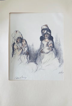 Abel Pann Israeli Bezalel School Lithograph Judaica Biblical Print Jewish Art