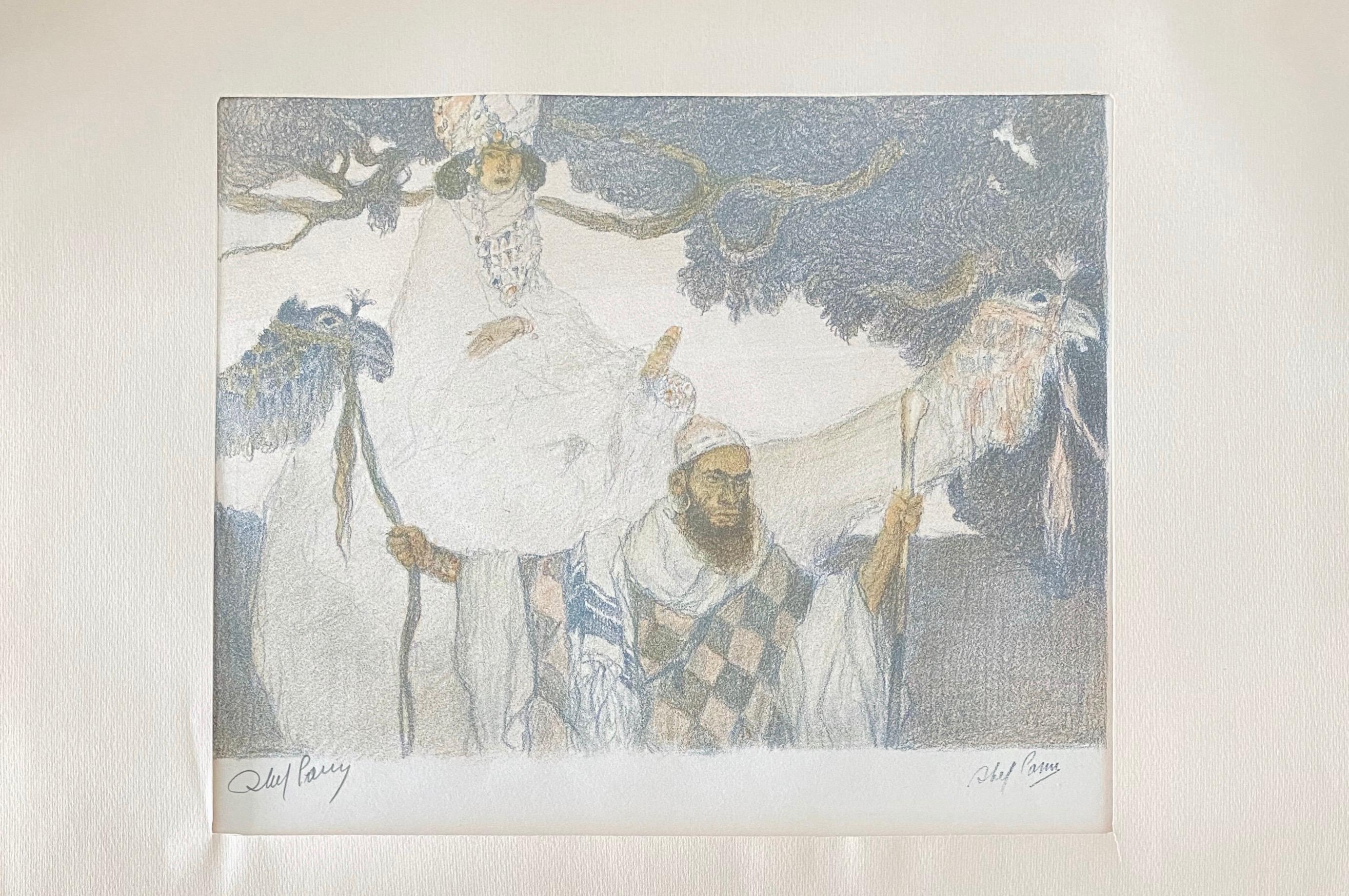 Abel Pann Israeli Bezalel Art School Litografia Judaica Stampa biblica Arte ebraica in vendita 1