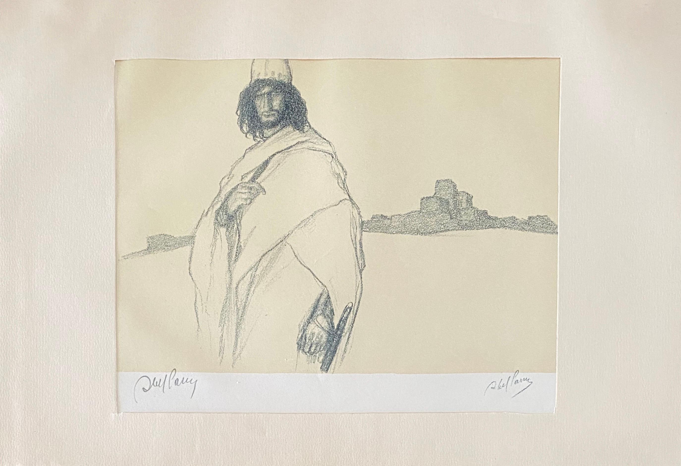 Abel Pann Israeli Bezalel Art School Litografia Judaica Stampa biblica Arte ebraica in vendita 1
