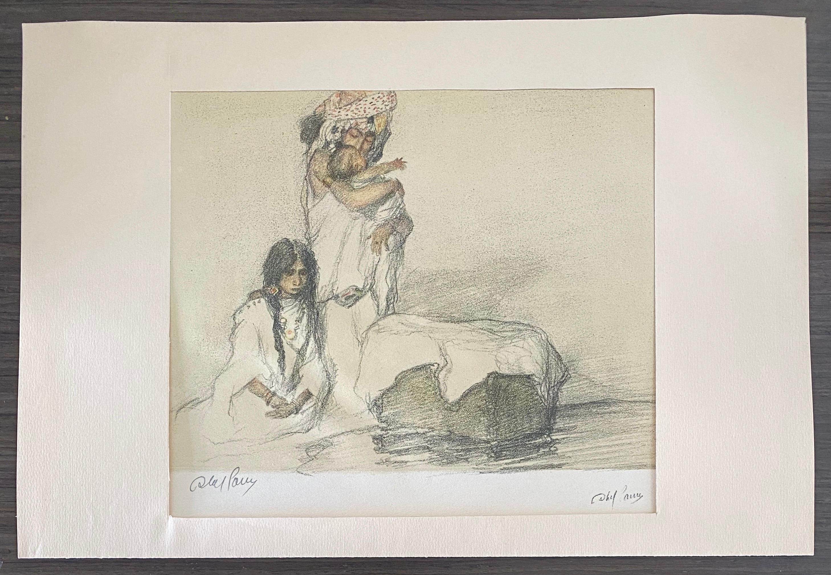 Abel Pann Israeli Bezalel Art School Litografia Judaica Stampa biblica Arte ebraica in vendita 1