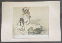 Abel Pann Israeli Bezalel School Lithographie Judaica Biblischer Druck Jüdische Kunst