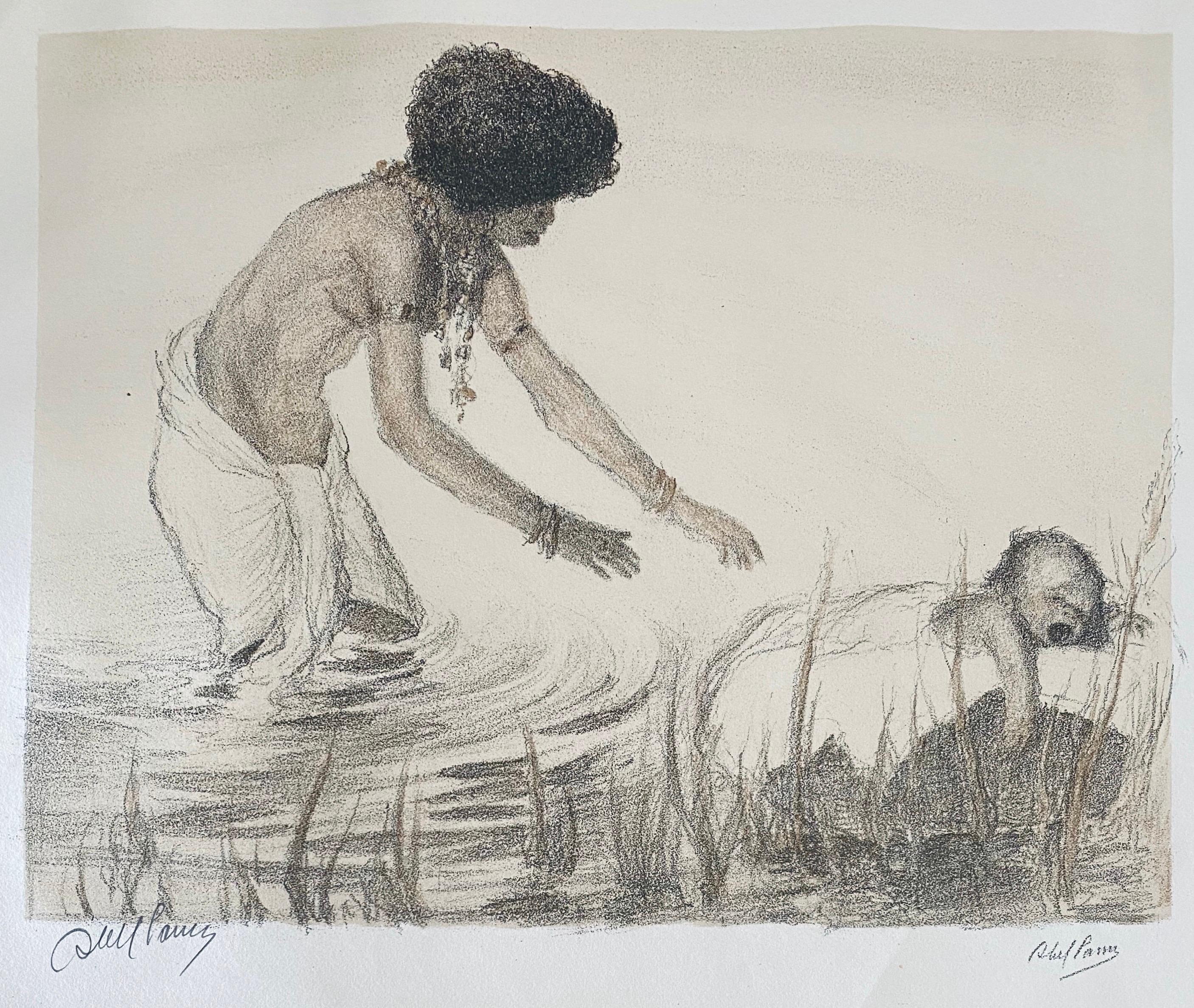 Abel Pann Israeli Bezalel Art School Litografia Judaica Stampa biblica Arte ebraica in vendita 1