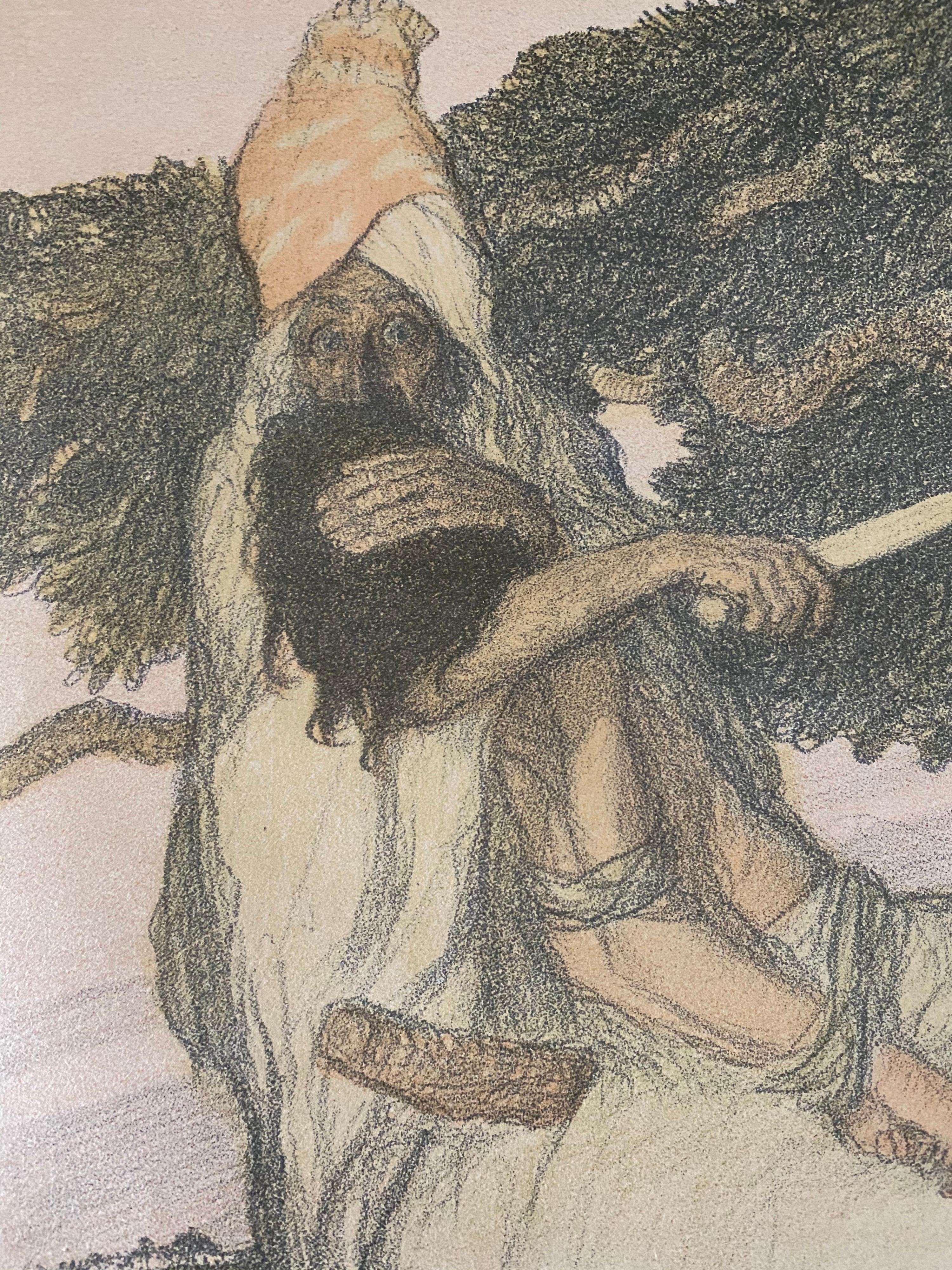Abel Pann Escuela Bezalel israelí Litografía Judaica Estampa bíblica Arte judío en venta 2