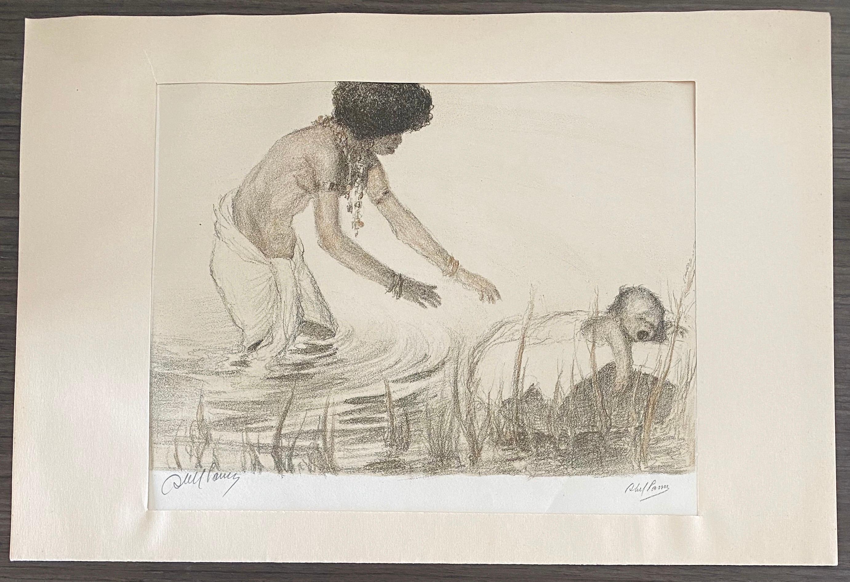 Abel Pann Israeli Bezalel Art School Litografia Judaica Stampa biblica Arte ebraica in vendita 2