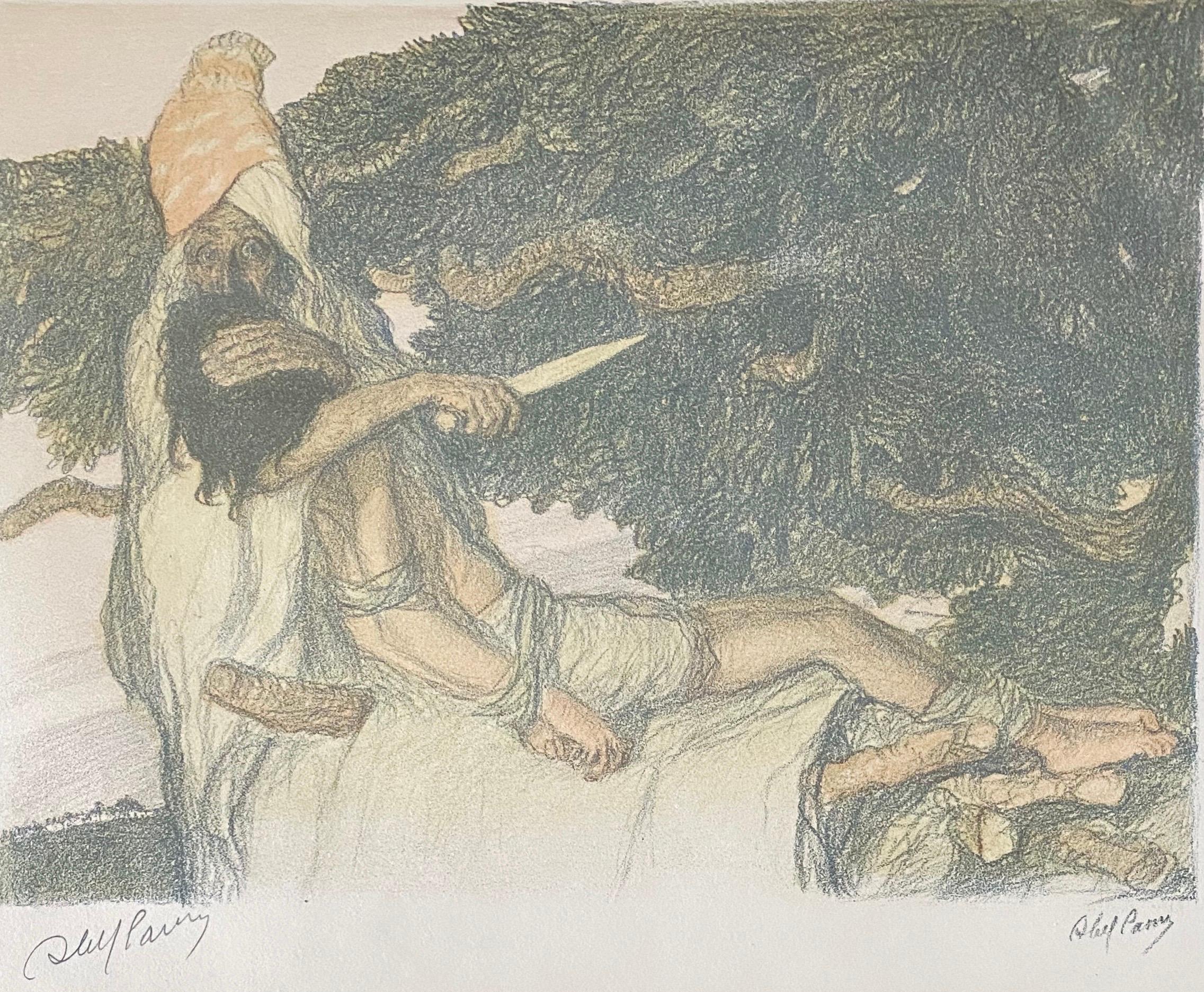 Abel Pann Escuela Bezalel israelí Litografía Judaica Estampa bíblica Arte judío en venta 3