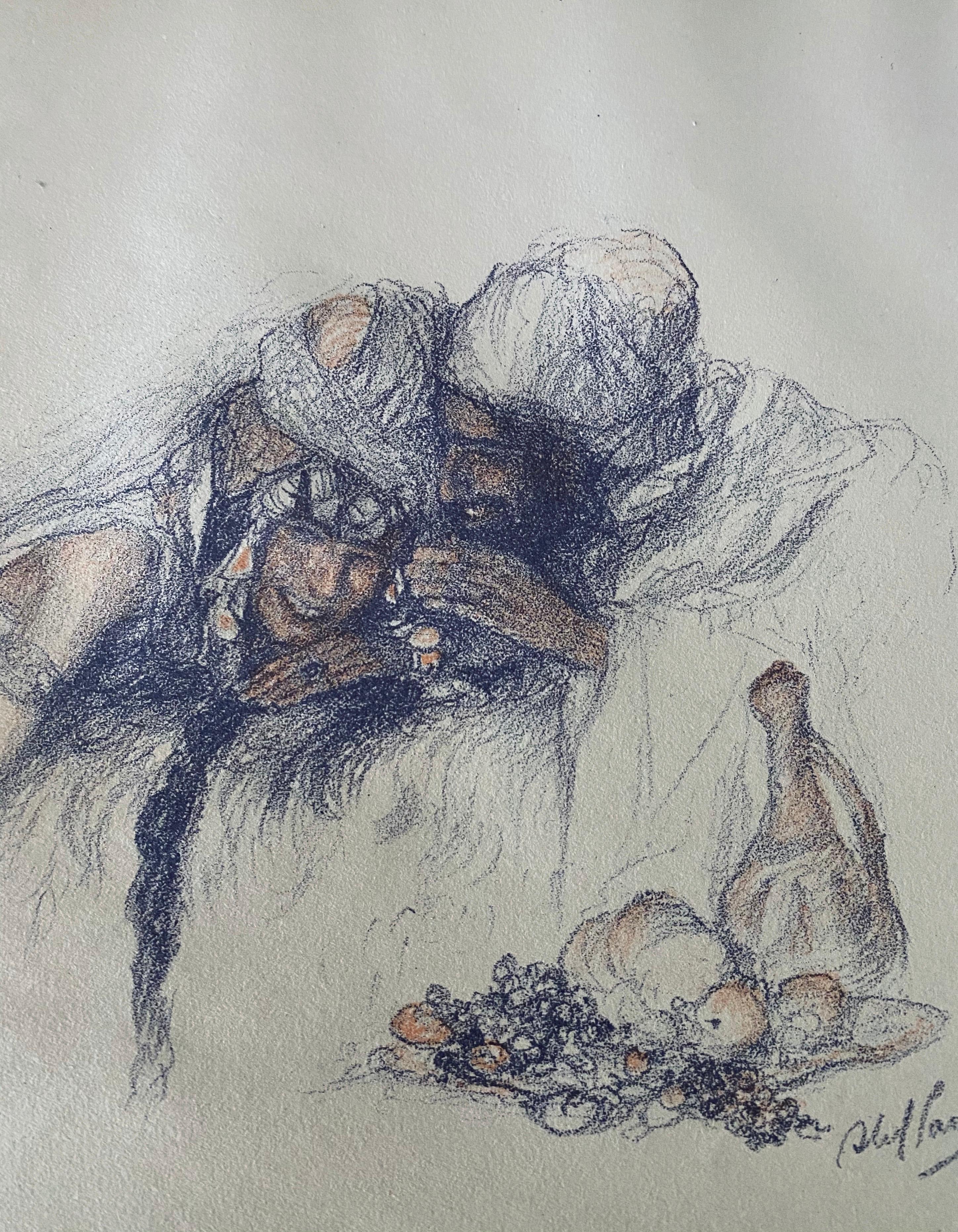 Abel Pann Israeli Bezalel Art School Litografia Judaica Stampa biblica Arte ebraica in vendita 3